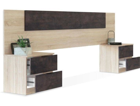 Cabecero HABITDESIGN Conjunto con Duas Mesitas De Cabeceira Oxide (211 cm x 54.5 cm x 8.1 cm)