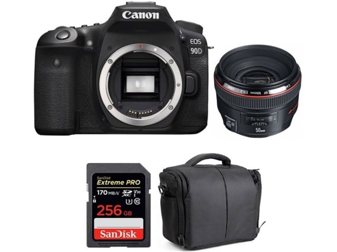 Kit Cámara Reflex CANON EOS 90D + EF 50mm f/1.2L USM + SanDisk 256 GB + Bolsa (APS-C)