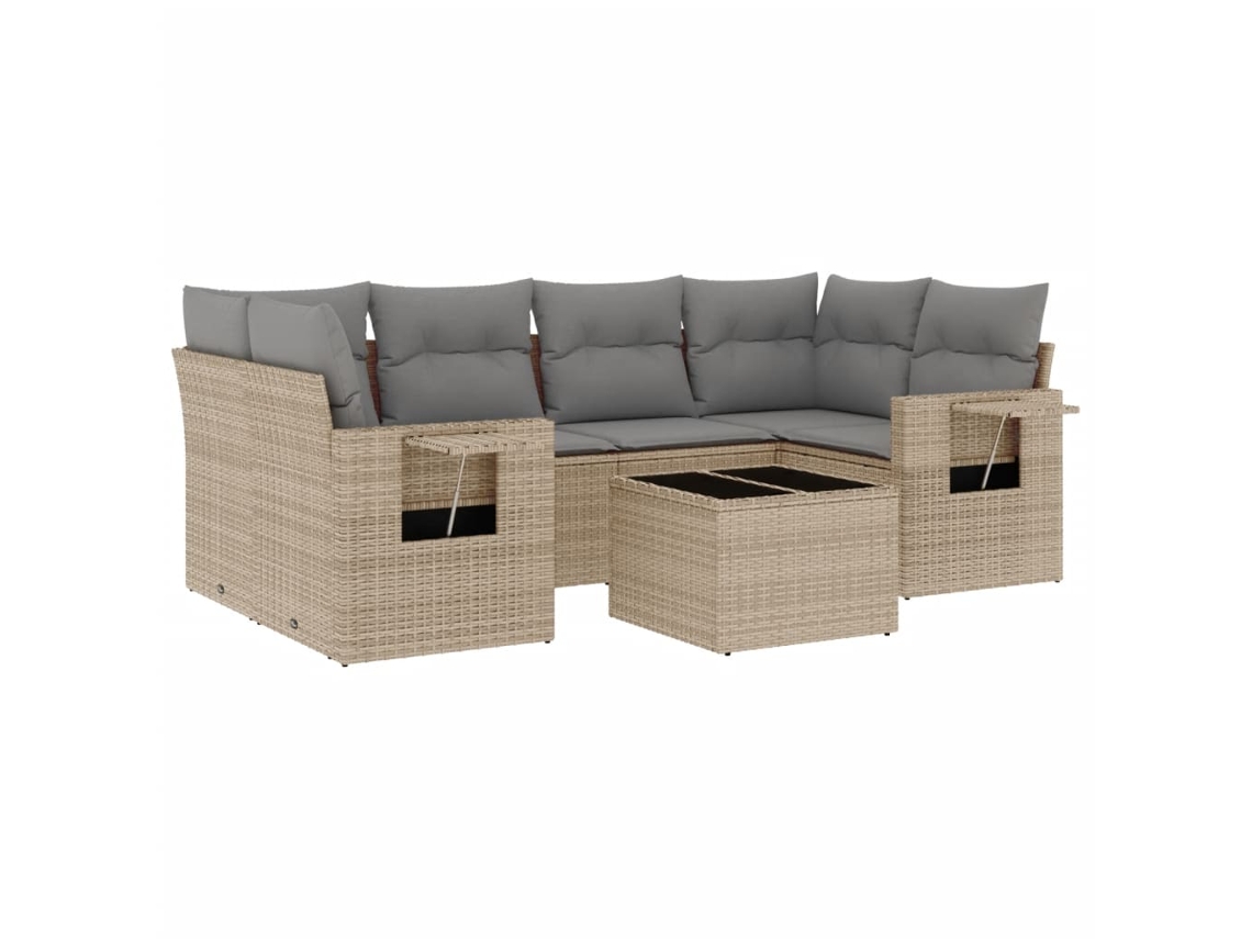 Maison Exclusive - Set Sofás De Jardín 7 Piezas Y Cojines Ratán Sintético Beige
