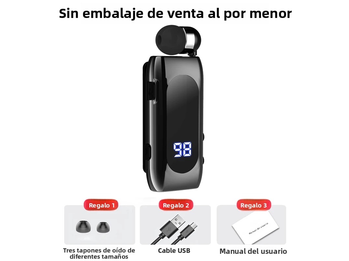 (negro B) Auriculares Inalámbricos Bluetooth Manos Libres Para Coche, Micrófono, Batería De 20 Horas De Duración