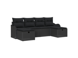 Conjunto 6 De Sofás De Jardín De Vidaxl Con Cojines - Negro Negro Poliratán