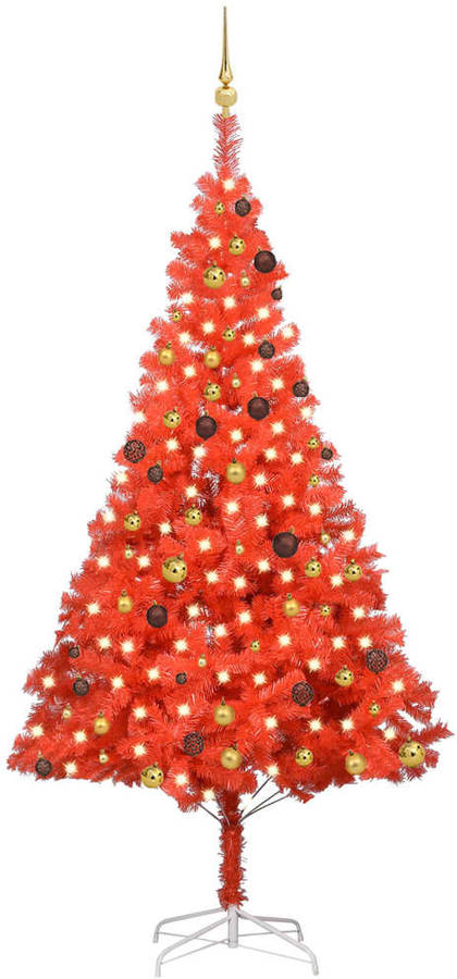 Árbol de Navidad VIDAXL con Luzes LED y Bolas (Rojo - 12x24 cm)