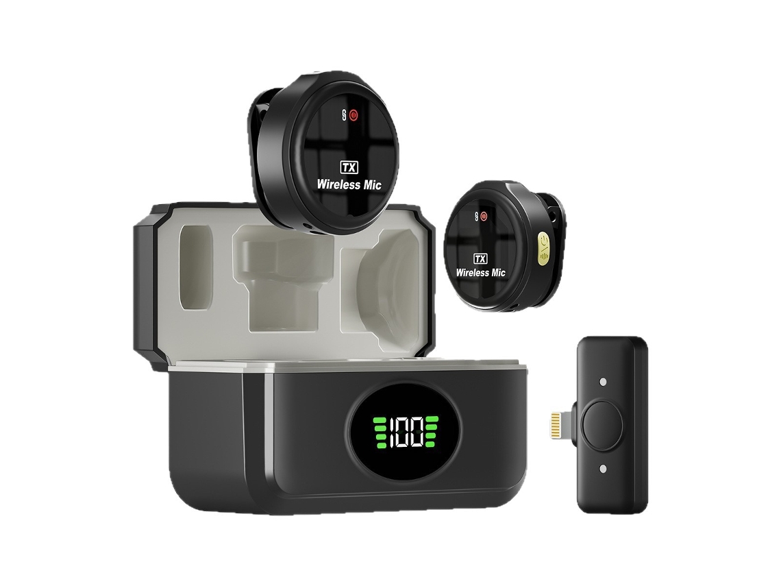 Mic Compacto Sin Desfase Audio-vídeo, Batería Duradera, Compatible Ios Y Android Para Grabaciones Exteriores