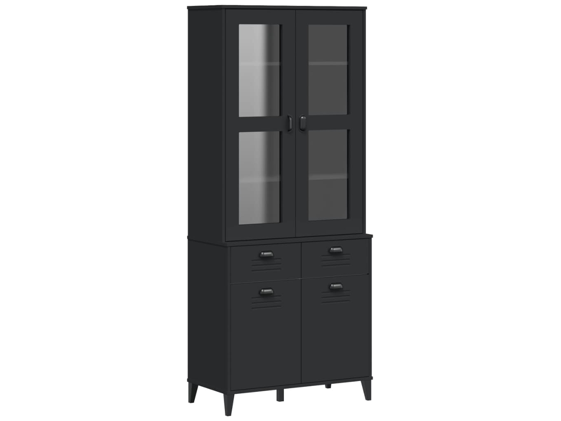 Maison Exclusive - Aparador Alto Viken Madera Maciza De Pino Negro 80x40x190 Cm