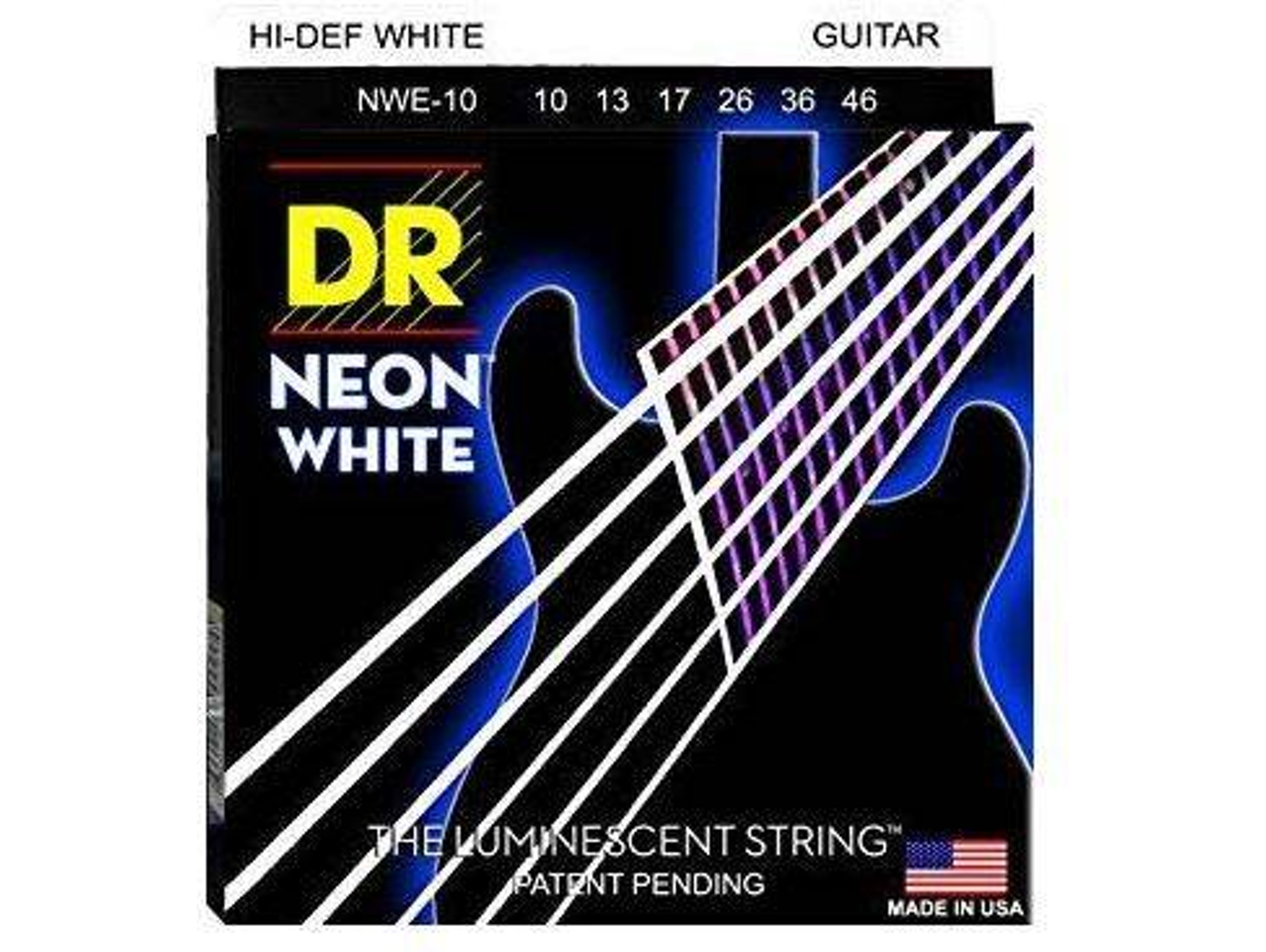 Juego de Cuerdas Guitarra Eléctrica DR NWE-10 Neon White (.010 - .013 - .017 - .026 - .036 - .046 - Níquel)