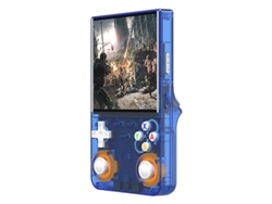 Consola de juegos ultraportátil Fwinl R36 con pantalla de 4.0 pulgadas y consola arcade retro, portátil, azul transparente, 64 GB