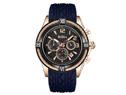 Reloj Deportivo Multifunción De Cuarzo Con Cronógrafo De Seis Agujas (correa Azul, Esfera Negra)
