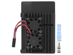 Caja De Aluminio Para Raspberry Pi 4b Con Ventiladores Duales Y Cinta Térmica 85x56.5x20mm