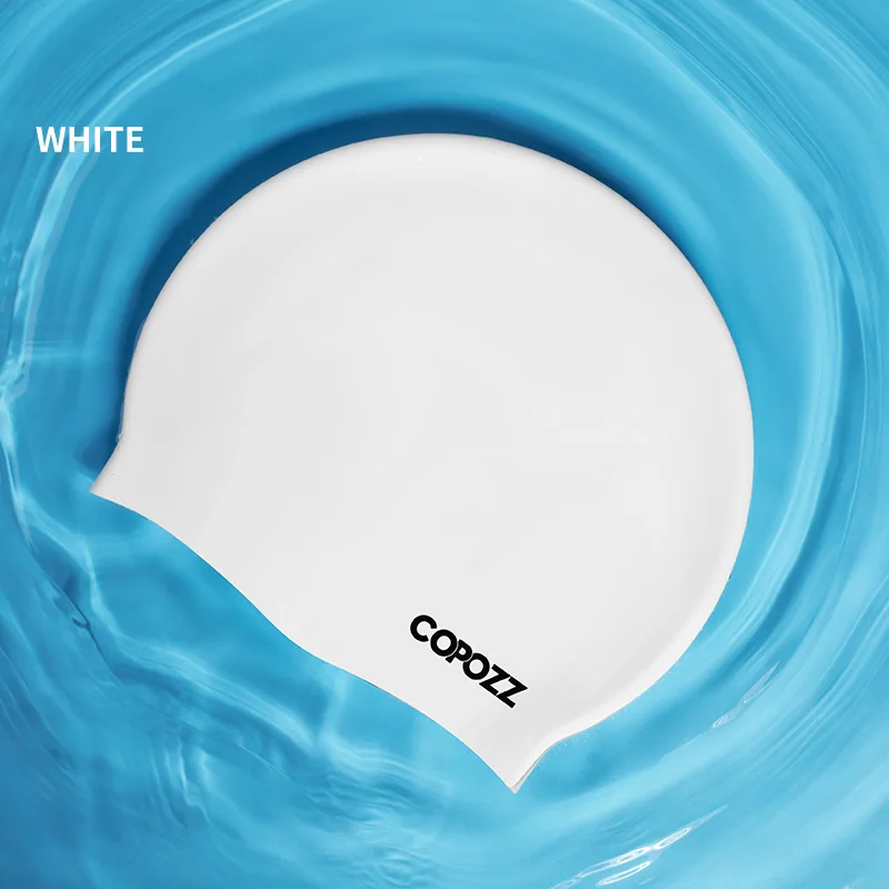 Gorro De Natación De Silicona Impermeable (blanco), Gorro De Natación Profesional Para Mujeres Con Cabello Largo.