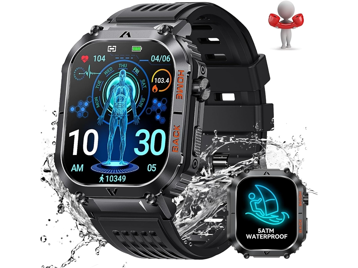 Reloj inteligente resistente al agua de 5 ATM con llamada, pantalla grande de 2,02 pulgadas y brújula VEANXIN Fitness Watch