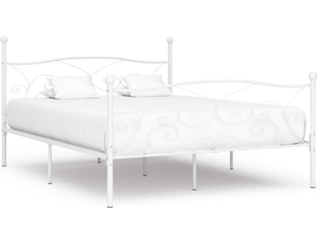 vidaXL Estructura de cama con somier de láminas de metal blanco 200x200 cm