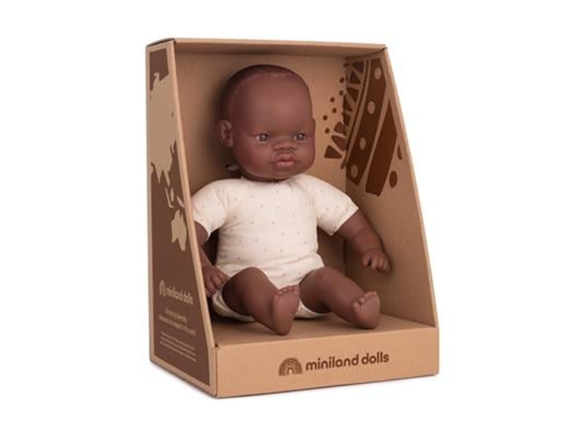 Muñeca africana de 32 cm, juguete educativo. Miniland