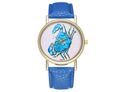 Reloj De Pulsera De Cuarzo Con Diseño Sencillo De Dibujos Animados Y Correa De Pu T165-a (azul Real)