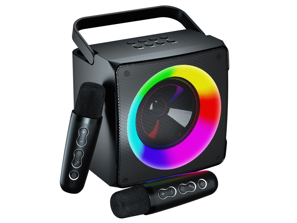 Máquina De Karaoke Con 2 Micrófonos Inalámbricos Portátil Para Adultos Y Niños Altavoz Bluetooth Con Luces De Fiesta Ideas De Regalo Yemaesre