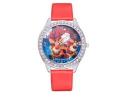 Reloj De Pulsera De Moda Para Mujer Con Correa De Piel Sintética Y Diamantes De Imitación - Rojo