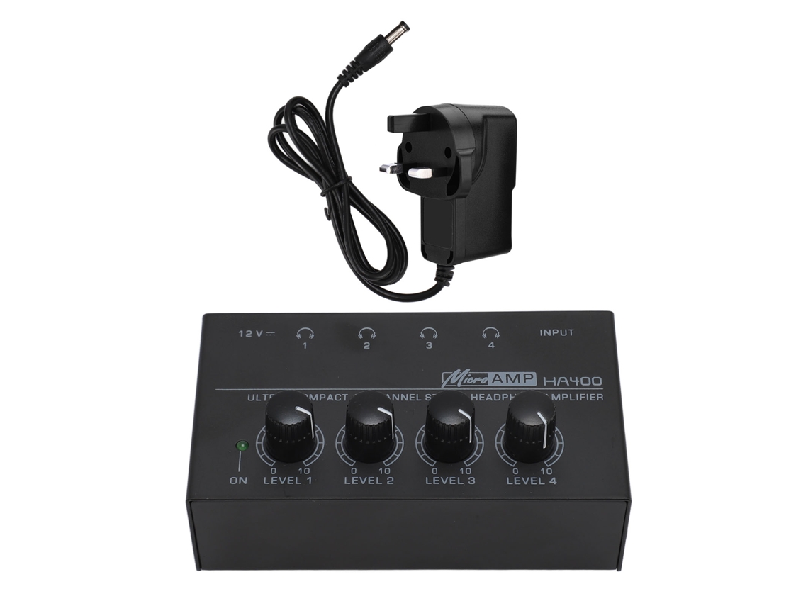 Amplificador De Auriculares Estéreo Profesional De 4 Canales Y Bajo Nivel De Ruido Para Estudio Y Escenario, 100-240 V, Enchufe Británico.