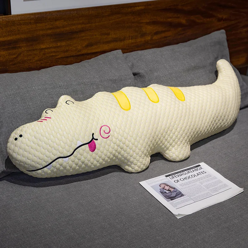 (amarillo, 70 Cm) Cojín Largo Transpirable Para Sofá Con Diseño De Cocodrilo Y Perlas De Hielo Para Adultos