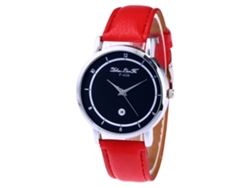 Reloj Unisex Zhoulianfa Con Correa De Piel Sintética, Esfera Redonda Y Movimiento De Cuarzo Rojo.