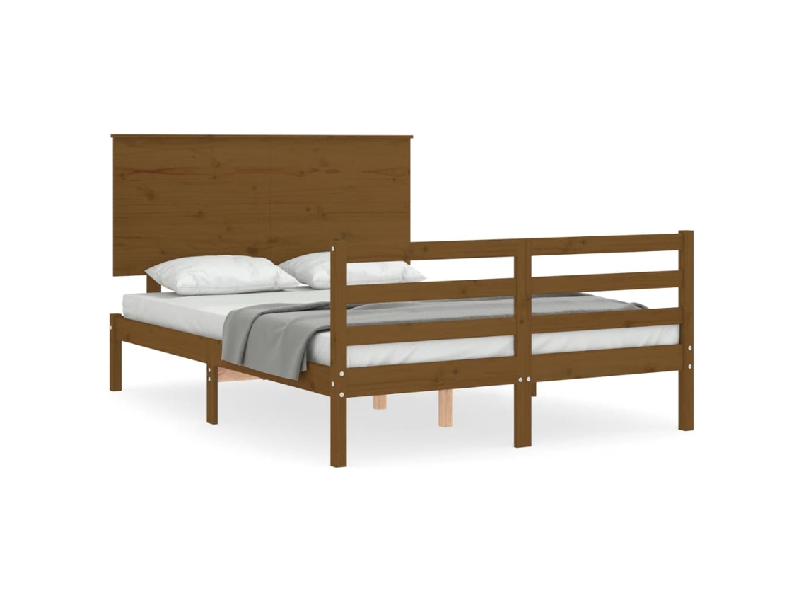 Maison Exclusive Estructura cama metal con cabecero y estribo blanco  120x190 cm