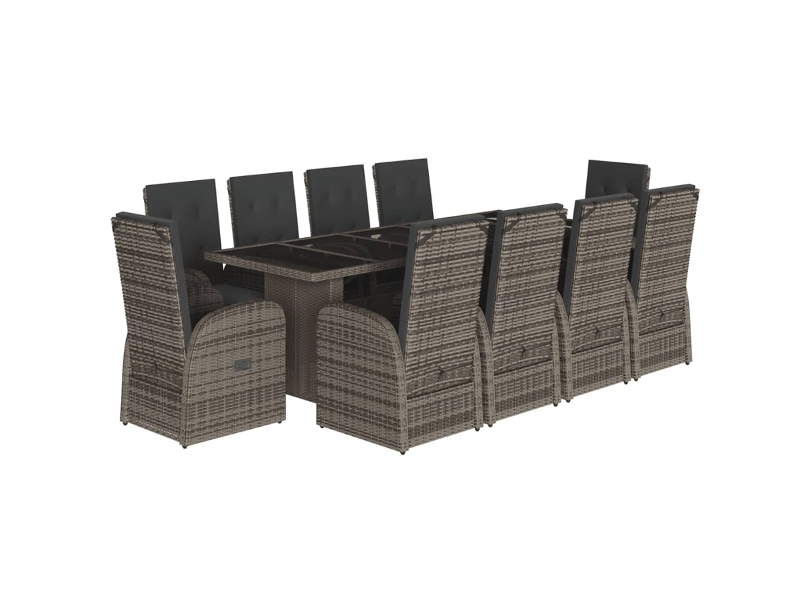 Maison Exclusive - Set De Comedor De Jardín 11 Pzas Y Cojines Ratán Sintético Gris