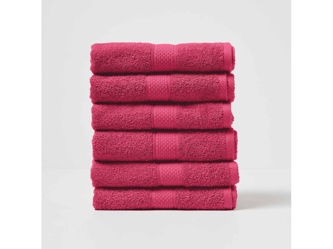 Homescapes Turkish Cotton Hand Towel Set Of 6, Raspberry