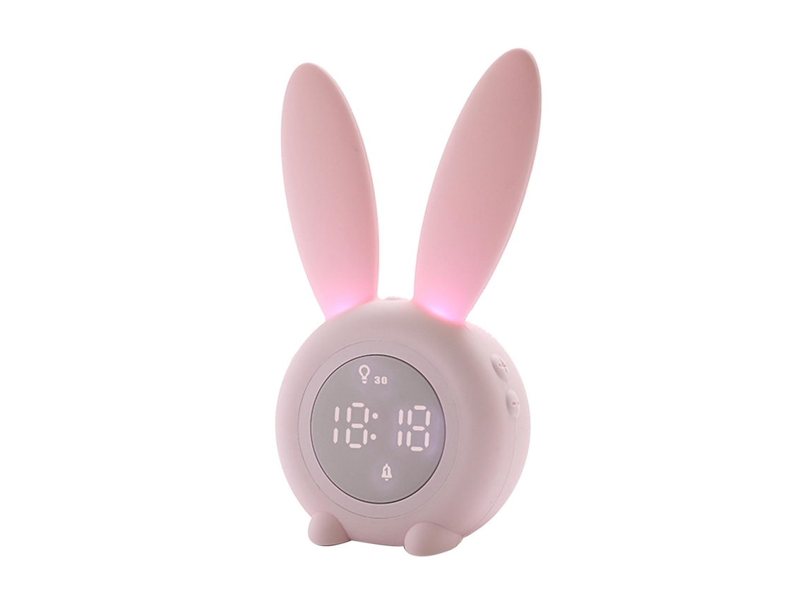2026-reloj Despertador Digital Conejo Luminoso Con Luz Nocturna Led Para Niños Decoración Habitación Rosado