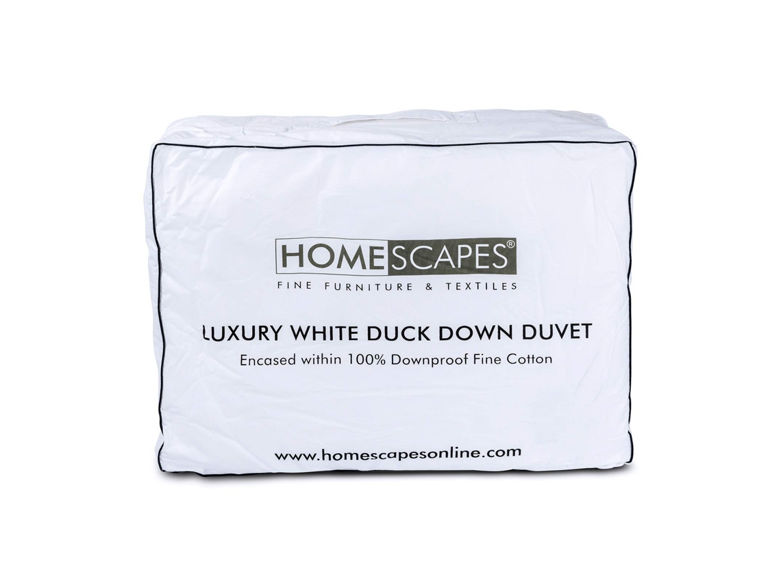 Edredón Homescapes Luxury Duck Down Tog Size Algodón Blanco (200x200)