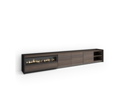 Mueble Tv, Televisión, 310x37x50cm, Para Tv Hasta 80", Chimenea Eléctrica, Led, Roble Oscuro Y Negro