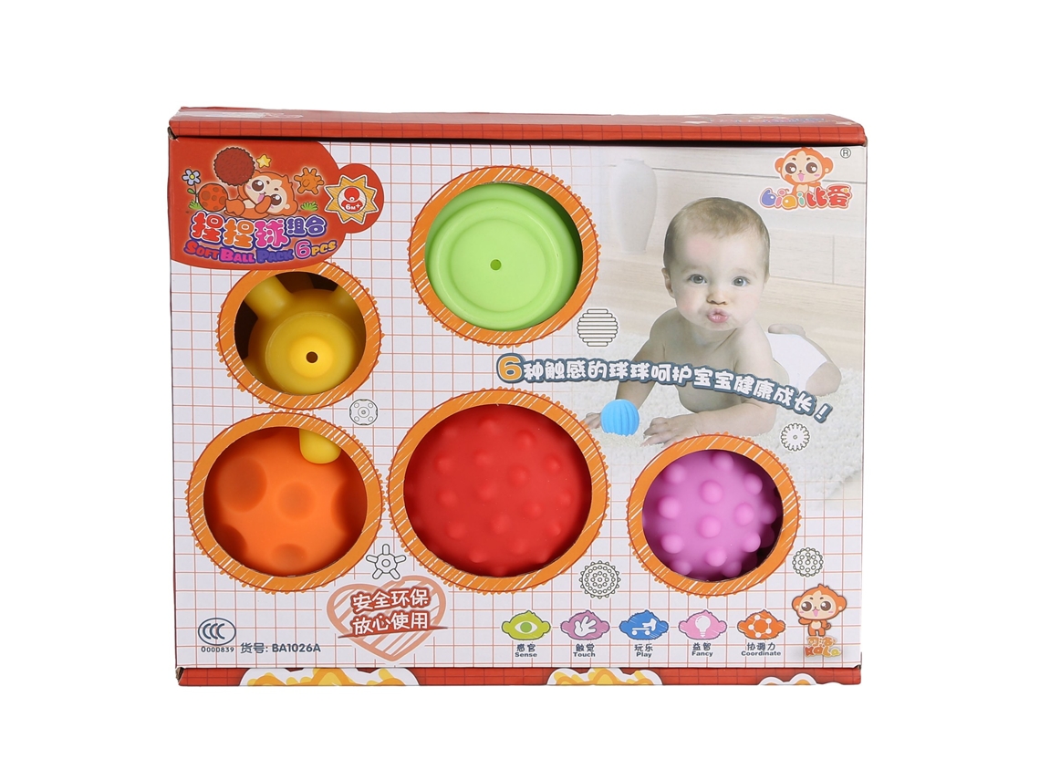 Juego De 6 Pelotas Sensoriales De Textura Suave Para Bebés De 3 Meses En Adelante.