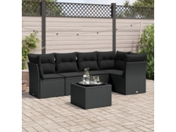 Conjunto de sofás de jardín de 6 piezas DKD Home Decor con cojines de mimbre negros