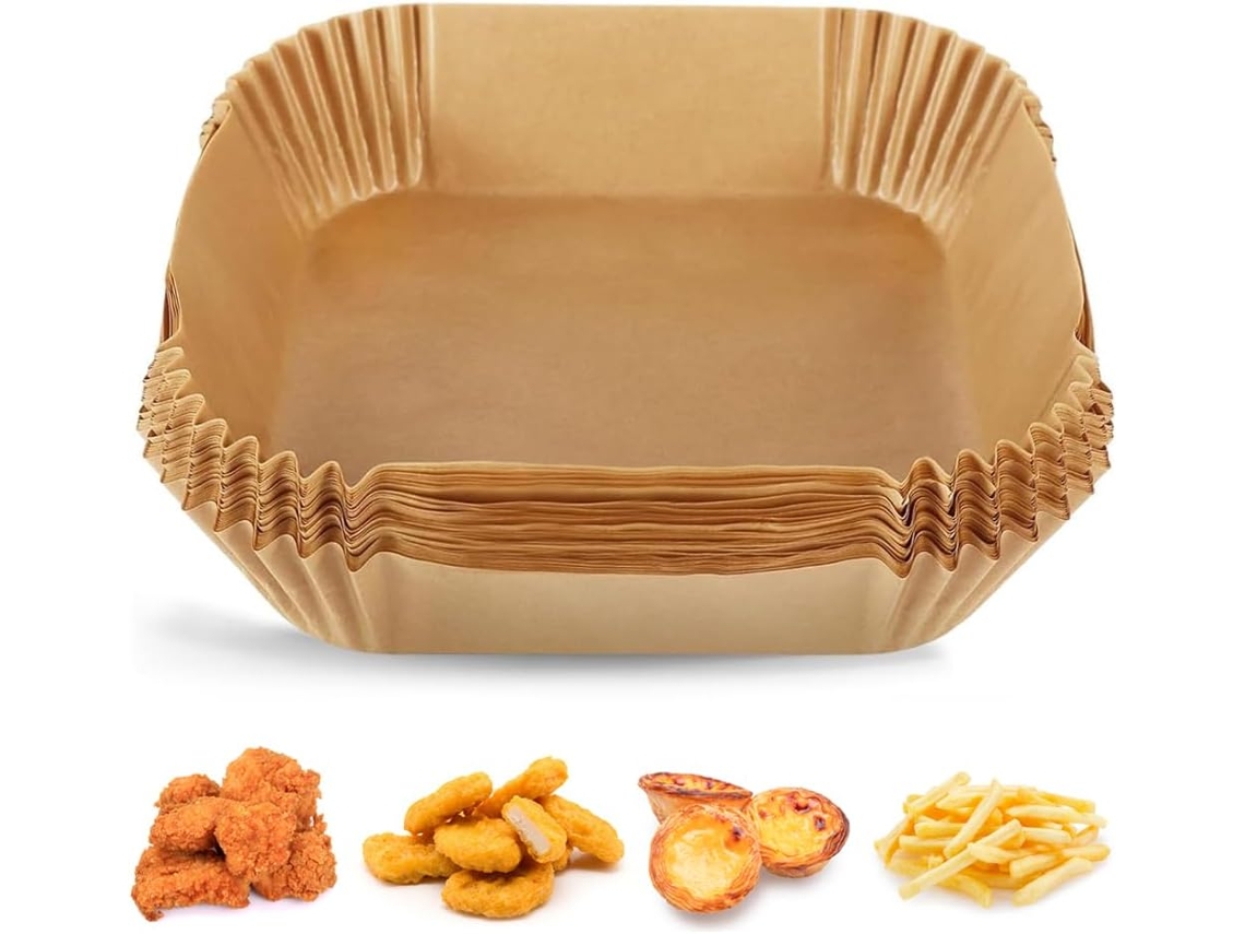 Papel Para Hornear Para Freidora De Aire - 100 Hojas - 20 X 16 X 4,5 Cm - Rectangular - Sin Bpa - Apto Para Freidoras De Aire Xl Y Xxl