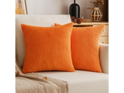Capa De Almohada Decorativa De Corduroy, 40x40cm– Naranja