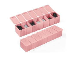 Organizador Semanal De Pastillas Para 7 Días, Caja Diaria De Vitaminas, Contenedor De Suplementos (2 Unidades, Rosa)