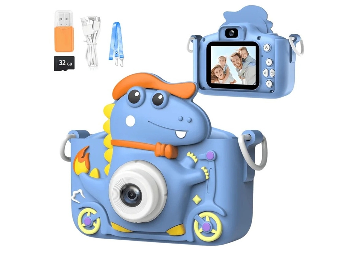 Minimáquina de fotografía infantil con dinosaurios Yizhood, cámara dual HD de 4800 W y tarjeta de 32 g
