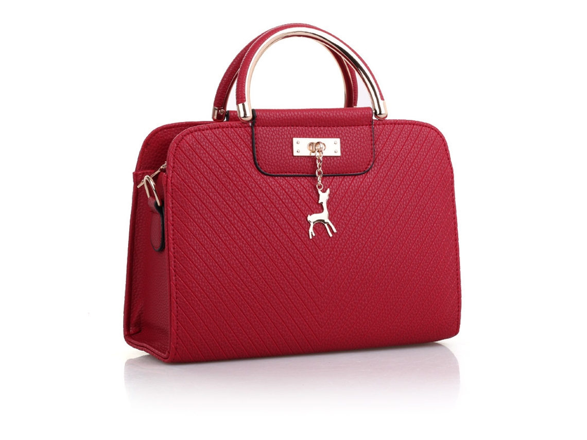 Bolso de mano para mujer 2026, colgante de ciervo ondulado, bolso de hombro, bolso cruzado color burdeos YUNZII