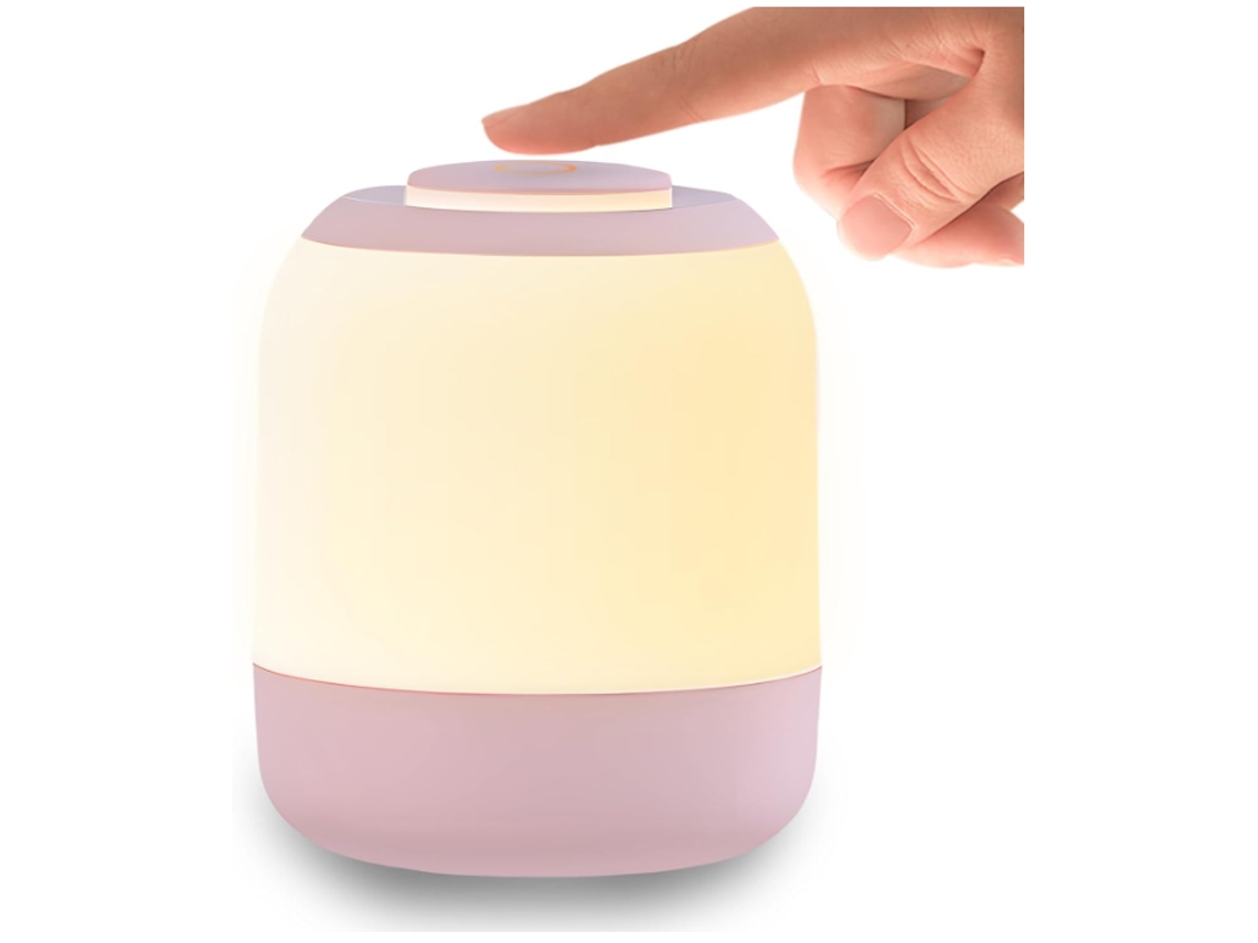 Lámpara de mesita de noche táctil, luz nocturna LED regulable para dormitorio, guardería, sala de estar y habitación de bebé auxiliar de BISBISOUS