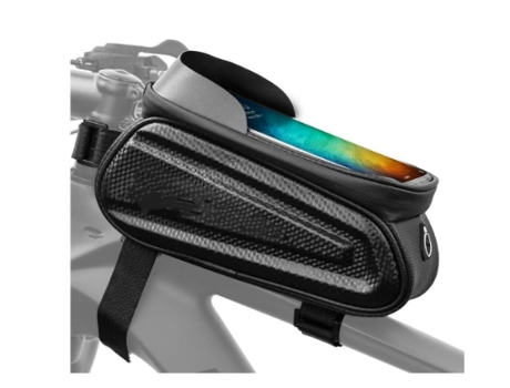 Bolsa para cuadro de bicicleta Bolsa impermeable para soporte de teléfono para bicicleta con tubo superior delantero Bolsa para bicicleta con panta...