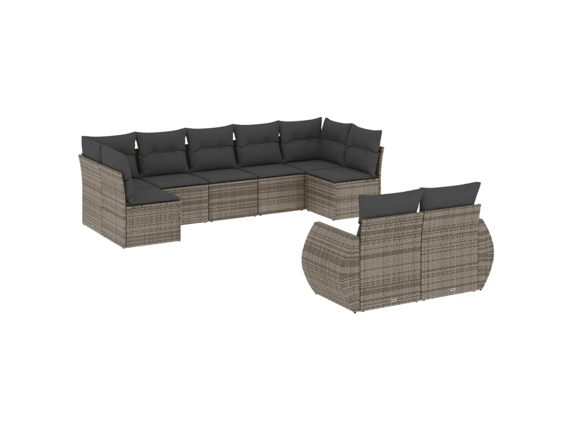 Maison Exclusive - Juego de sofás de jardín de 9 piezas con cojines de mimbre, color gris