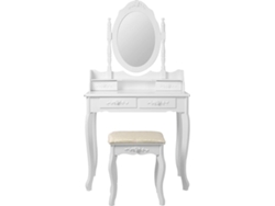 Tocador ML-DESIGN con Taburete (Blanco - MDF - 75 x 140 x 40 cm)