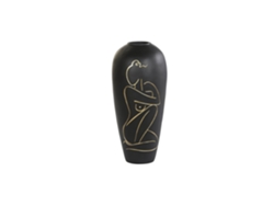 Jarron Resina Mujer Mate Negro 34x34x73,5cm