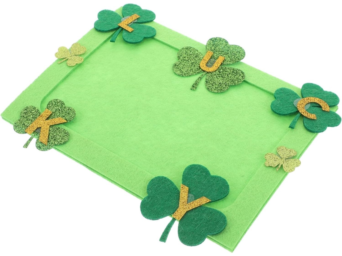 Marco Fotos Fieltro Diy Trébol Verde Patricio Decoración Festiva Niños Niñas Accesorios Adhesivos Pared Fiesta