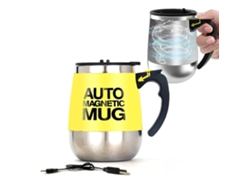 Copo Misturador Magnético Recarregável 390ml Amarelo, para Café, Chá, Leite, Casa, Escritório, Viagens S/MARCA