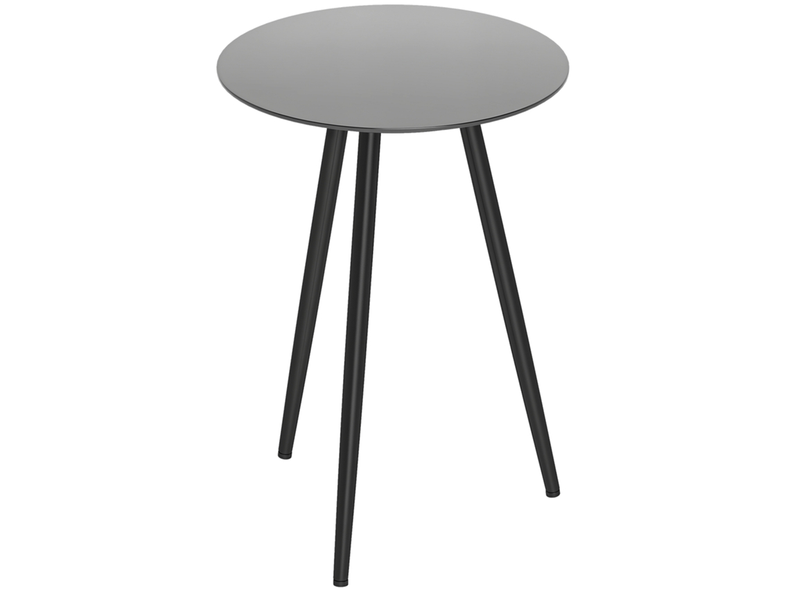 Mesa Auxiliar Ø40x50 Cristal Templado Acero Negra