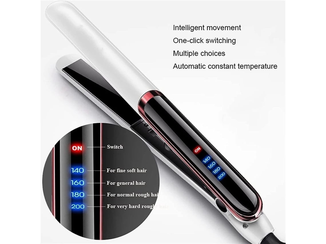 Plancha de pelo Yunzii 2 en 1 con pantalla LCD, multifuncional, calentamiento rápido, color blanco
