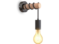 Rebe-lámpara De Pared Industrial Retro, Madera Y Metal, Socket E27, Para Bombilla Led Max 10w, Negra