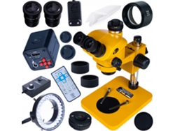 Microscopio trinocular de 7–50 aumentos y 102 mm con cámara HDMI 4K de 16 MP – Inspección electrónica | Lente Barlow de 0,5 aumentos | Iluminador LED