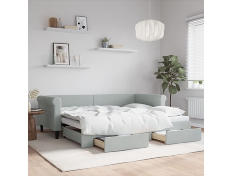 VIDAXL Sofá cama nido con cajones terciopelo gris claro 90x200 cm