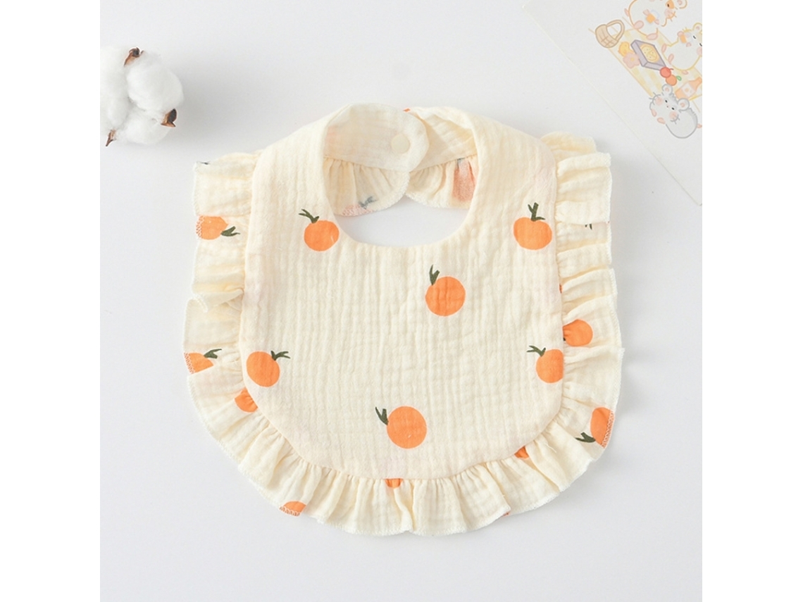 Babero para bebés con volantes, toalla para la saliva del bebé, tela de algodón suave, estilo: amarillo y naranja XIAOMOYU