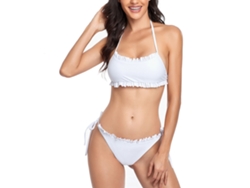 Bikini blanco de dos piezas, talla L, con soportes extraíbles.