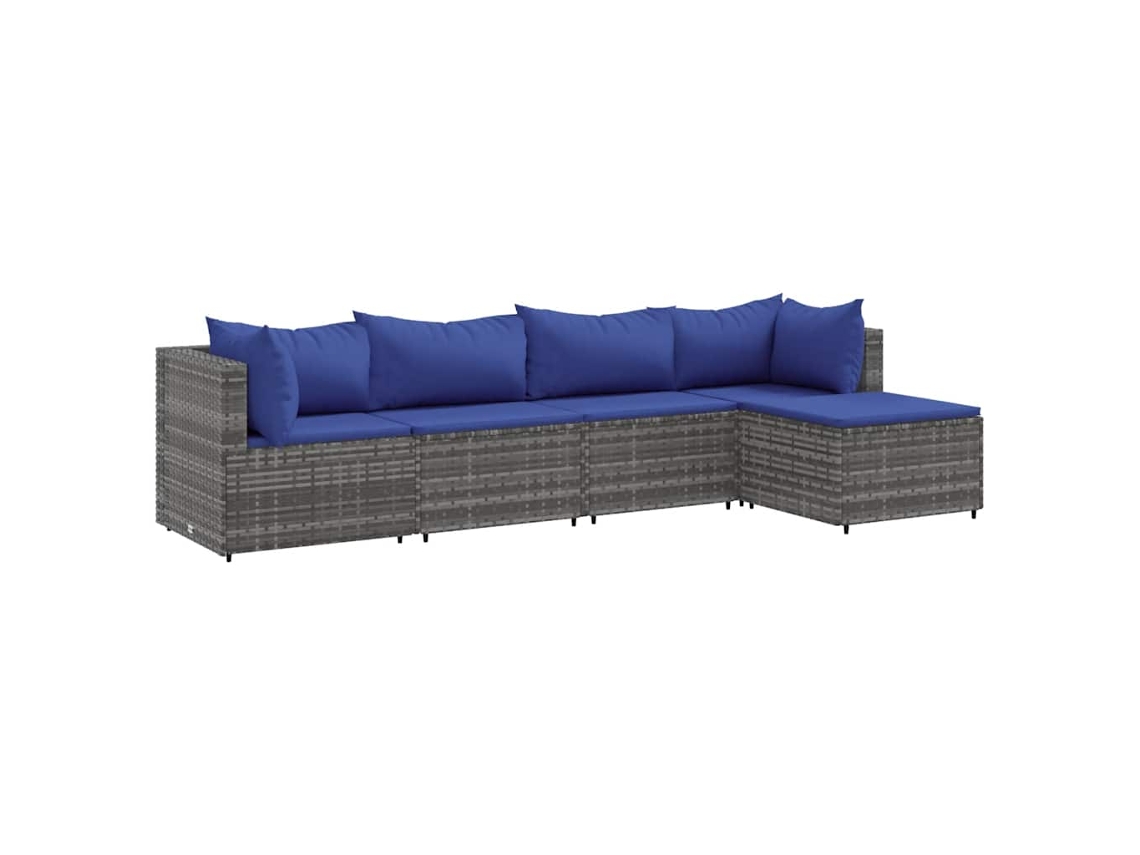 Conjunto de salón de 5 piezas con cojines en mimbre gris MAISON EXCLUSIVE